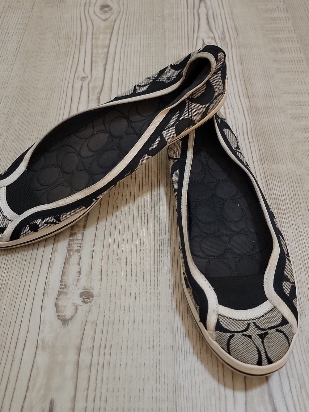 Coach Women's Alpine Flats Black Signature Logo Size 9 Ballet Y2K Quiet Luxury - Picture 4 of 8